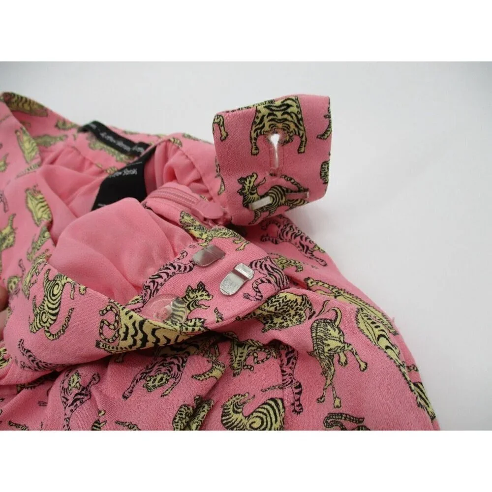 & Other Stories Womens Skirt 2 Pink Yellow Tigress Midi Skirt Animal Print Rayon